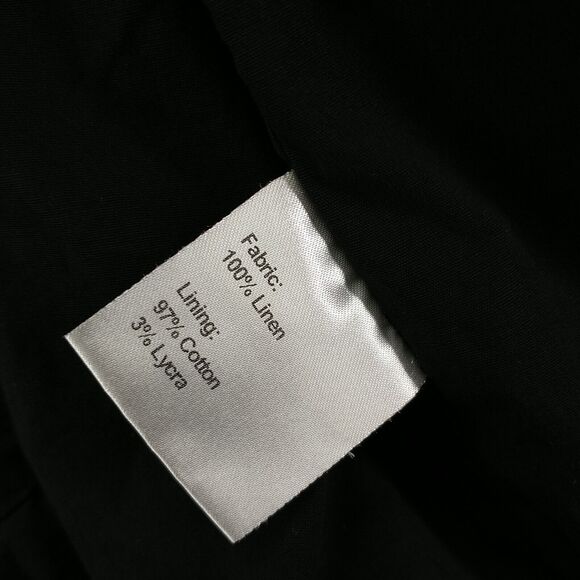 Helen McAlinden Womens Linen Blazer Jacket Black Actual 18.5x25.5 Lined 3-Button - Picture 10 of 13